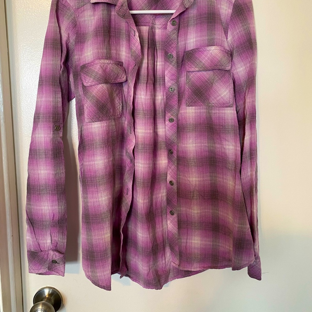 Purple plaid button down